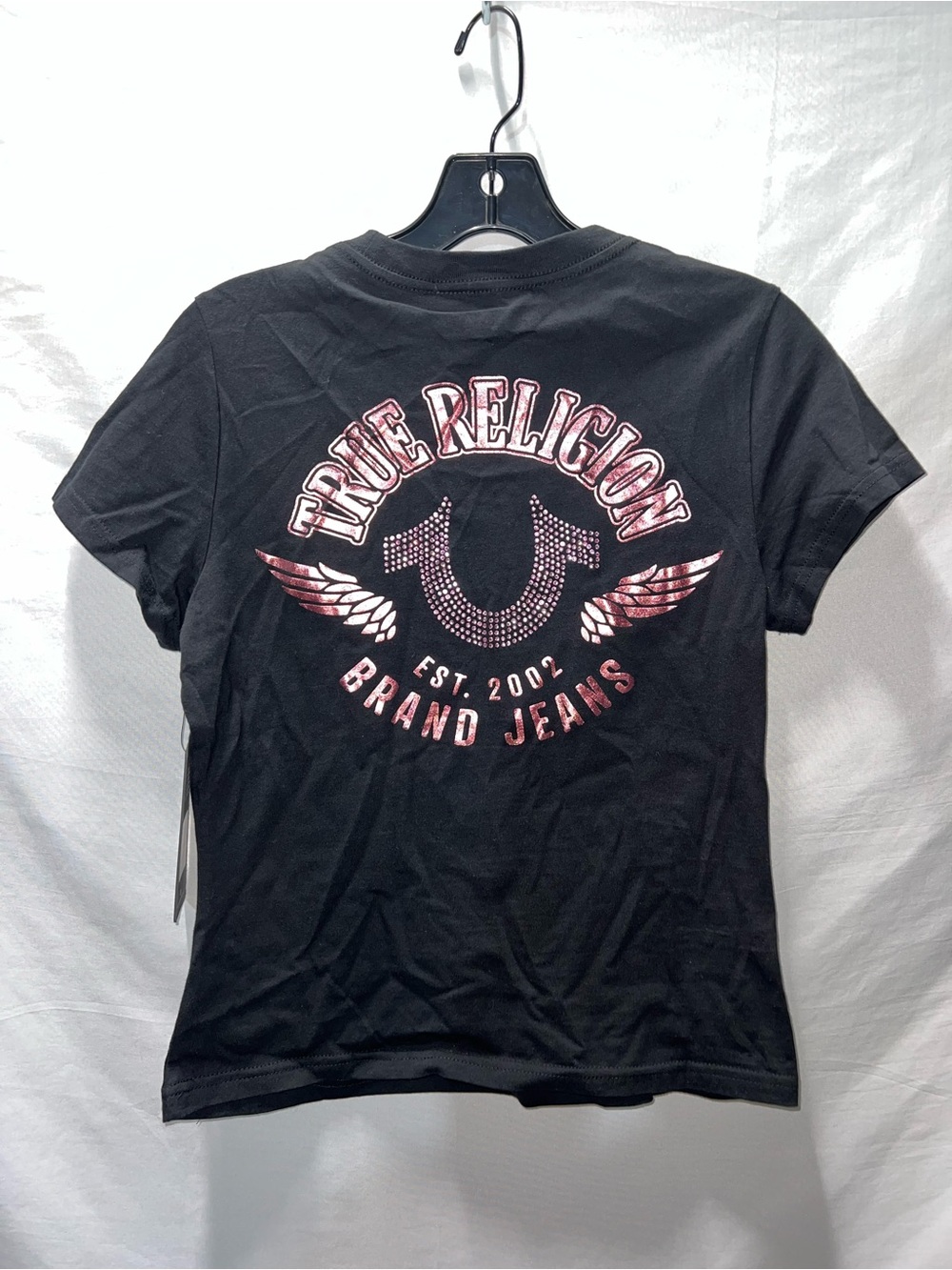 True Religion Black Tee with Pink Accent Logo - Short Sleeve